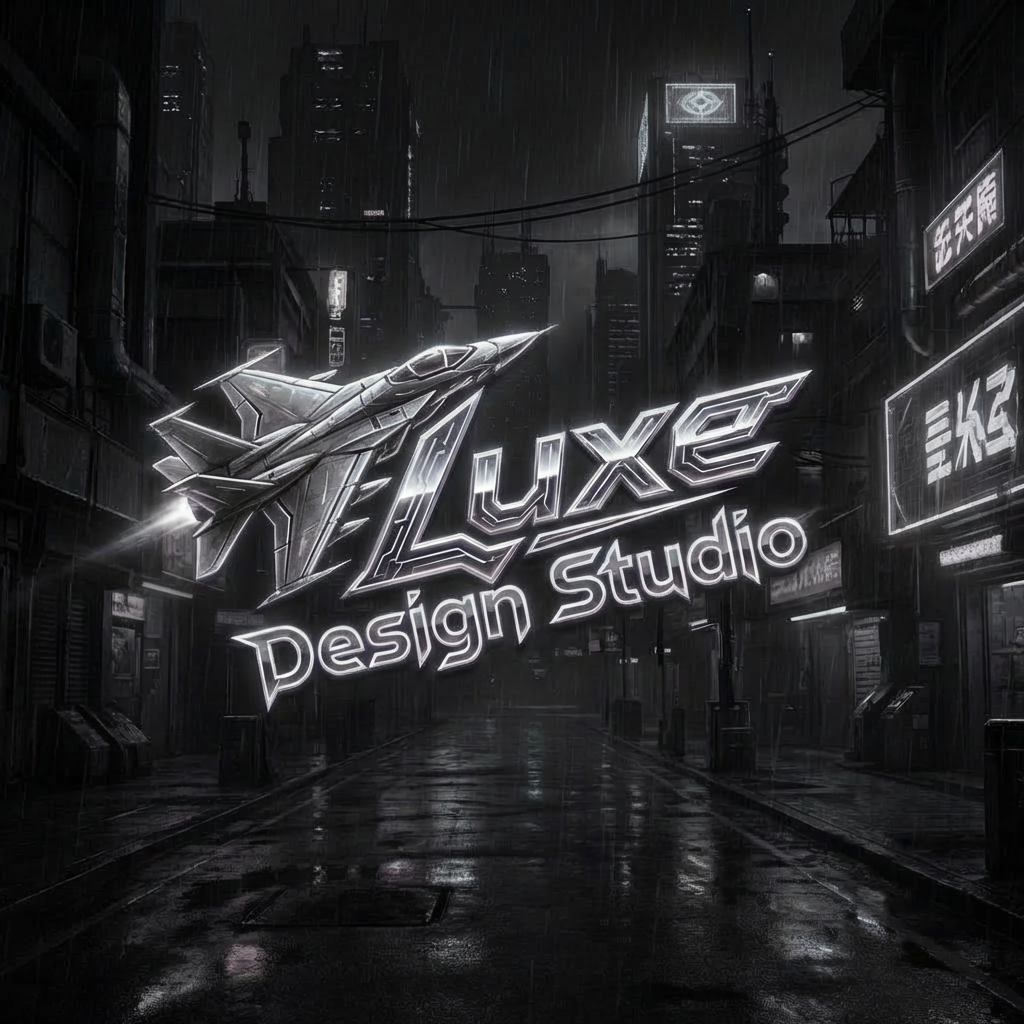 Gold foil logo with LD monogram and text Luxe Design Studio on cream card.